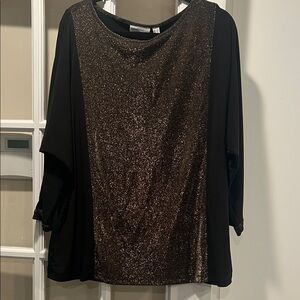 Susan Graver Black and Gold Sparkle Blouse